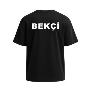 Bekçi Baskılı Bisiklet Yaka Tişört Siyah
