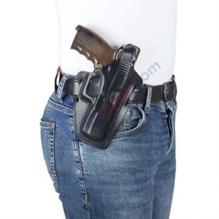 Canik 55 Horozlu Seri Deri Tabanca Kılıfı Siyah Baskılı Kapalı