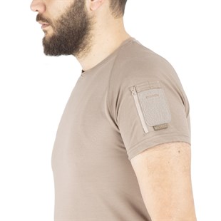Combat Tactical Bisiklet Yaka Kısa Kollu Taktik Tişört Bej 801 Pike