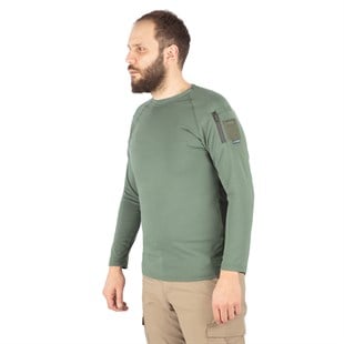 Combat Tactical Bisiklet Yaka Uzun Kollu Taktik Tişört Haki 801 Pike
