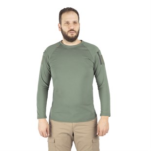 Combat Tactical Bisiklet Yaka Uzun Kollu Taktik Tişört Haki 801 Pike