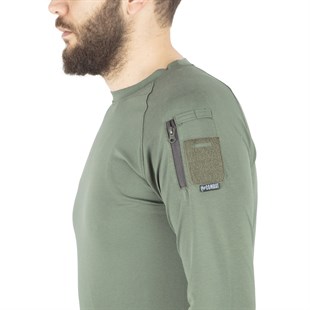 Combat Tactical Bisiklet Yaka Uzun Kollu Taktik Tişört Haki 801 Pike