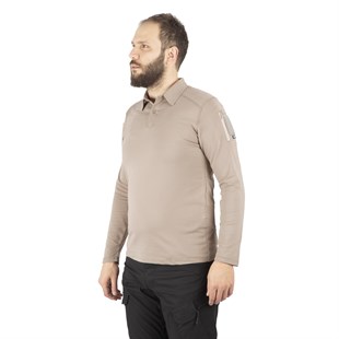 Combat Tactical Polo Yaka Uzun Kollu Taktik Tişört Bej 802 Pike
