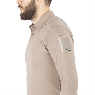 Combat Tactical Polo Yaka Uzun Kollu Taktik Tişört Bej 802 Pike