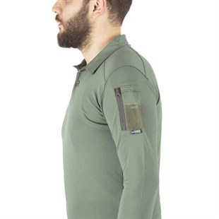 Combat Tactical Polo Yaka Uzun Kollu Taktik Tişört Haki 802 Pike