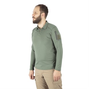 Combat Tactical Polo Yaka Uzun Kollu Taktik Tişört Haki 802 Pike