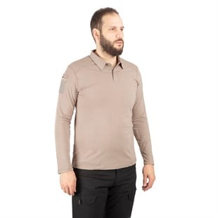 Combat Tactical Polo Yaka Uzun Kollu Taktik Tişört Bej 802 Pike