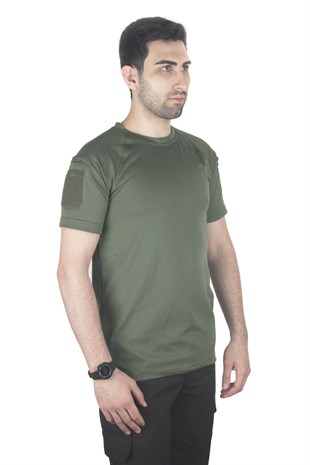 Bisiklet Yaka Taktik Tişört Kısa Kollu Haki
