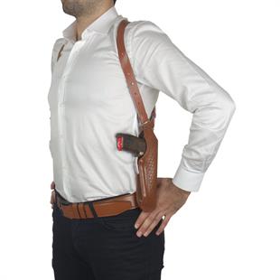 Dik Desenli Deri Koltuk Altı Tabanca Kılıfı Taba-Universal