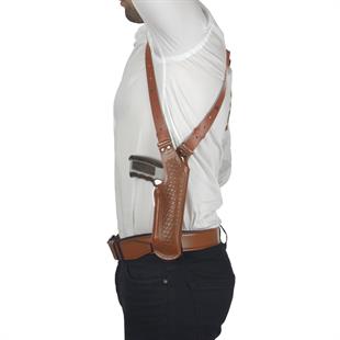 Dik Desenli Deri Koltuk Altı Tabanca Kılıfı Taba-Universal