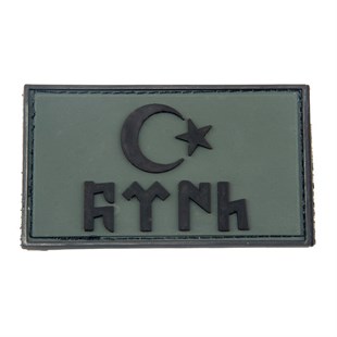 Göktürkçe Türk Yazılı Türk Bayrağı Silikon Patch Arma