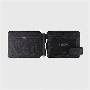 Hakiki Deri Çift Taraflı Para Tokalı Mini Rozetli Polis Cüzdanı Siyah