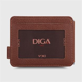 Hakiki Deri Çift Taraflı Para Tokalı Mini Rozetli Özel Güvenlik Cüzdanı Taba