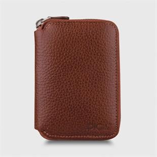 Hakiki Deri Fermuarlı Erkek Cüzdanı Taba