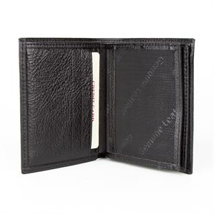 Hakiki Deri Fonksiyonel Model Mini Rozetli Polis Cüzdanı Siyah