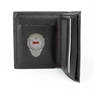 Hakiki Deri Fonksiyonel Model Mini Rozetli Jandarma Genel Komutanlığı Cüzdanı Siyah