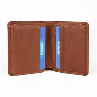 Hakiki Deri Klasik Model Mini Rozetli Polis Cüzdanı Taba