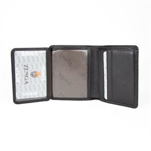 Hakiki Deri Klasik Model Mini Rozetli Jandarma Genel Komutanlığı Cüzdanı Siyah