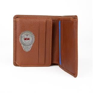 Hakiki Deri Klasik Model Mini Rozetli Jandarma Genel Komutanlığı Cüzdanı Taba