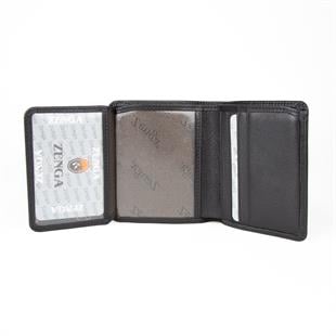 Hakiki Deri Klasik Model Mini Rozetli Uzman Çavuş Cüzdanı Siyah