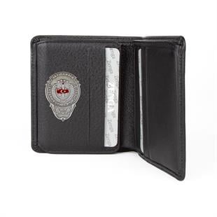 Hakiki Deri Klasik Model Mini Rozetli Jandarma Genel Komutanlığı Cüzdanı Siyah