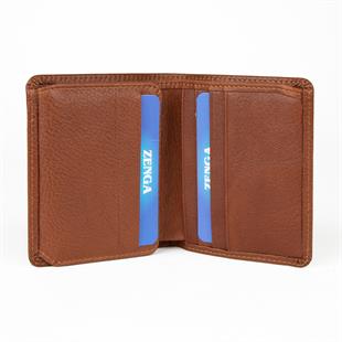 Hakiki Deri Klasik Model Mini Rozetli Jandarma Genel Komutanlığı Cüzdanı Taba