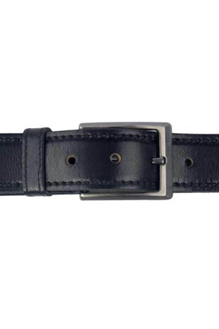 Hakiki Deri Kumaş Pantolon Kemeri Siyah
