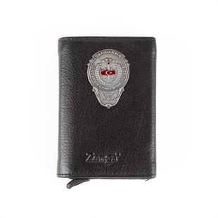 Hakiki Deri Otomatik Mekanizmalı Mini Rozetli Jandarma Genel Komutanlığı Kartlık Siyah