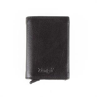 Hakiki Deri Otomatik Mekanizmalı Kartlık Siyah