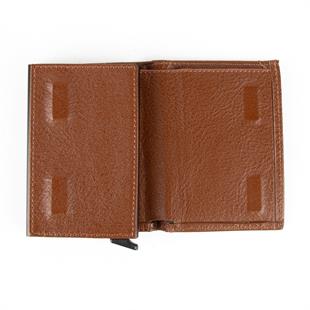 Hakiki Deri Otomatik Mekanizmalı Mini Rozetli Uzman Çavuş Kartlık Taba