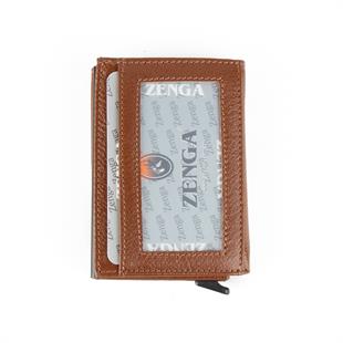 Hakiki Deri Otomatik Mekanizmalı Mini Rozetli Özel Güvenlik Kartlık Taba