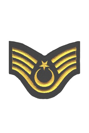 Jandarma Asayiş Astsubay Çavuş Tören Rütbeleri (Harici) Siyah Nakış Cırtlı