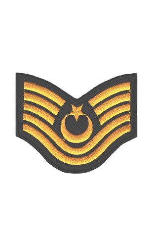 Jandarma Asayiş Astsubay Çavuş Tören Rütbeleri (Harici) Siyah Nakış Cırtlı