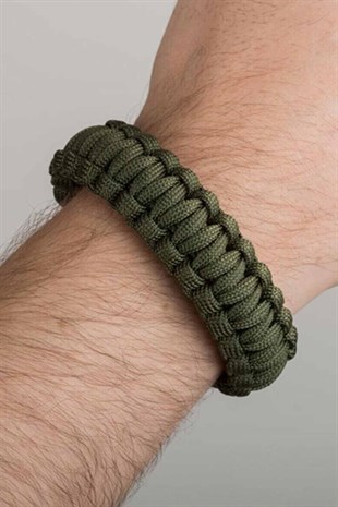 Paracord Bileklik -Pusula-Ateş Başlatıcı-Düdük-Yeşil