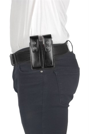 Profesyonel Deri Koltukaltı Tabanca Kılıfı (Tüm Tabancalar İçin) Çift Şarjörlü Siyah