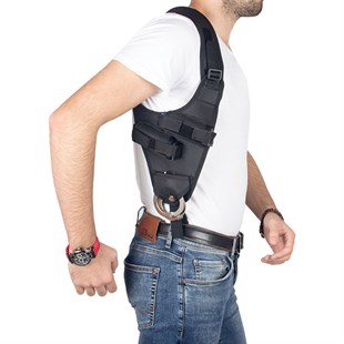 Airsoft Tabanca Kılıfı Universal Tüm Tabancalar İçin Şarjörlüklü Koltukaltı Kumaş Siyah