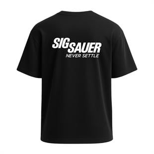 Sig Sauer Never Settle Sırt Baskılı Tişört Siyah