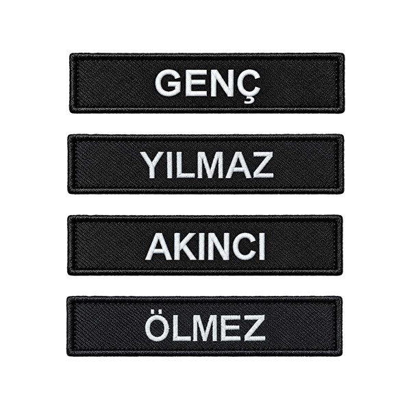 Siyah Nakışlı İsimlik 2 Adet - Kişiye Özel Cırtlı İsim Soyisim Patch