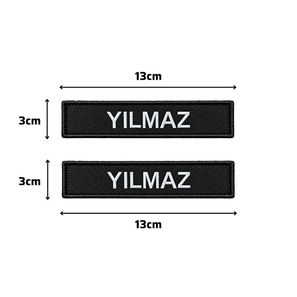 Siyah Nakışlı İsimlik 2 Adet - Kişiye Özel Cırtlı İsim Soyisim Patch