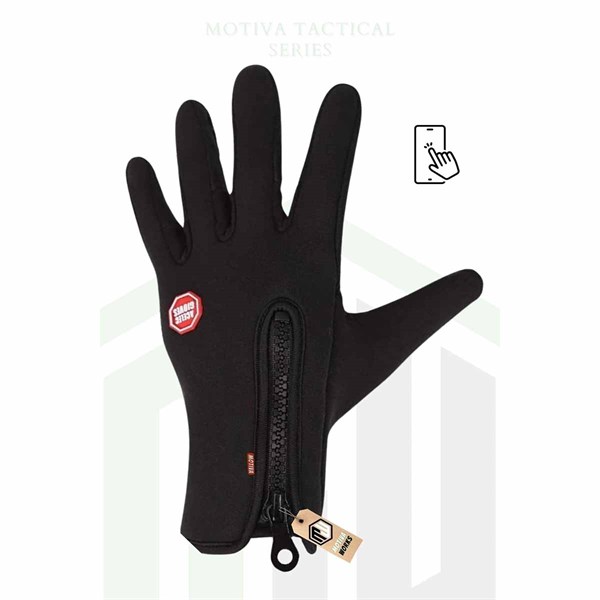 Softshell Motosiklet Eldiveni Kışlık Rüzgar Geçirmez Dokunmatik Kaymaz Siyah