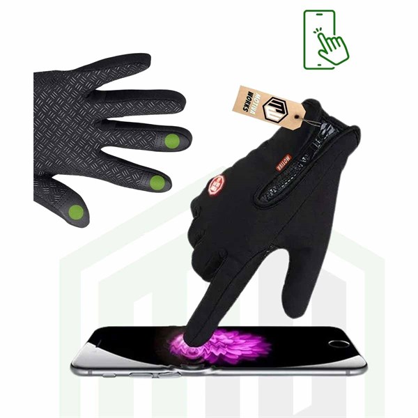 Softshell Motosiklet Eldiveni Kışlık Rüzgar Geçirmez Dokunmatik Kaymaz Siyah