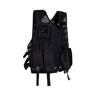Taktik Fileli Operasyon Yeleği - Tabanca Kılıflı Siyah