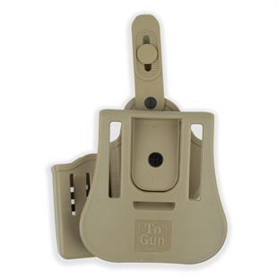 To Gun Holster Beretta F92 Tabanca Kılıfı Seviye 2 Önü Şarjörlüklü Çöl Rengi SAĞ EL