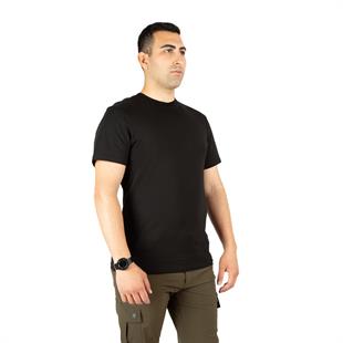 Tugan Taktikal Outdoor Bisiklet Yaka Likralı Tişört - Siyah