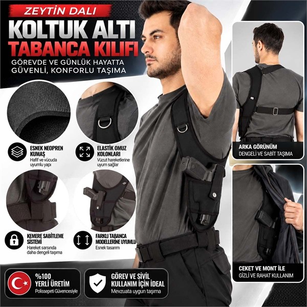 Zeytin Dalı Koltuk Altı Tabanca Kılıfı Siyah
