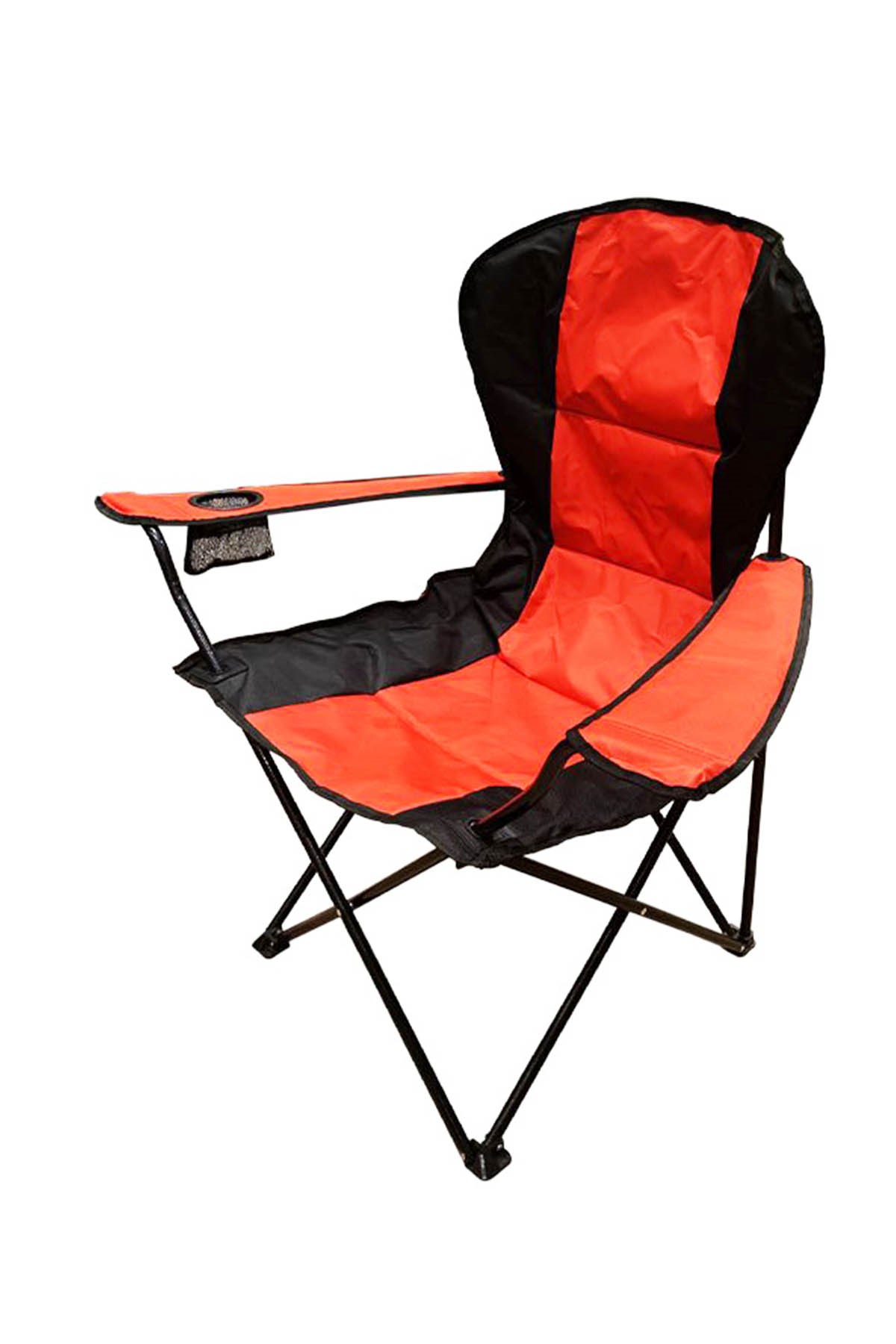 DFT Kollu Katlanır Premium Kamp Sandalyesi Kırmızı - Polis Sepeti