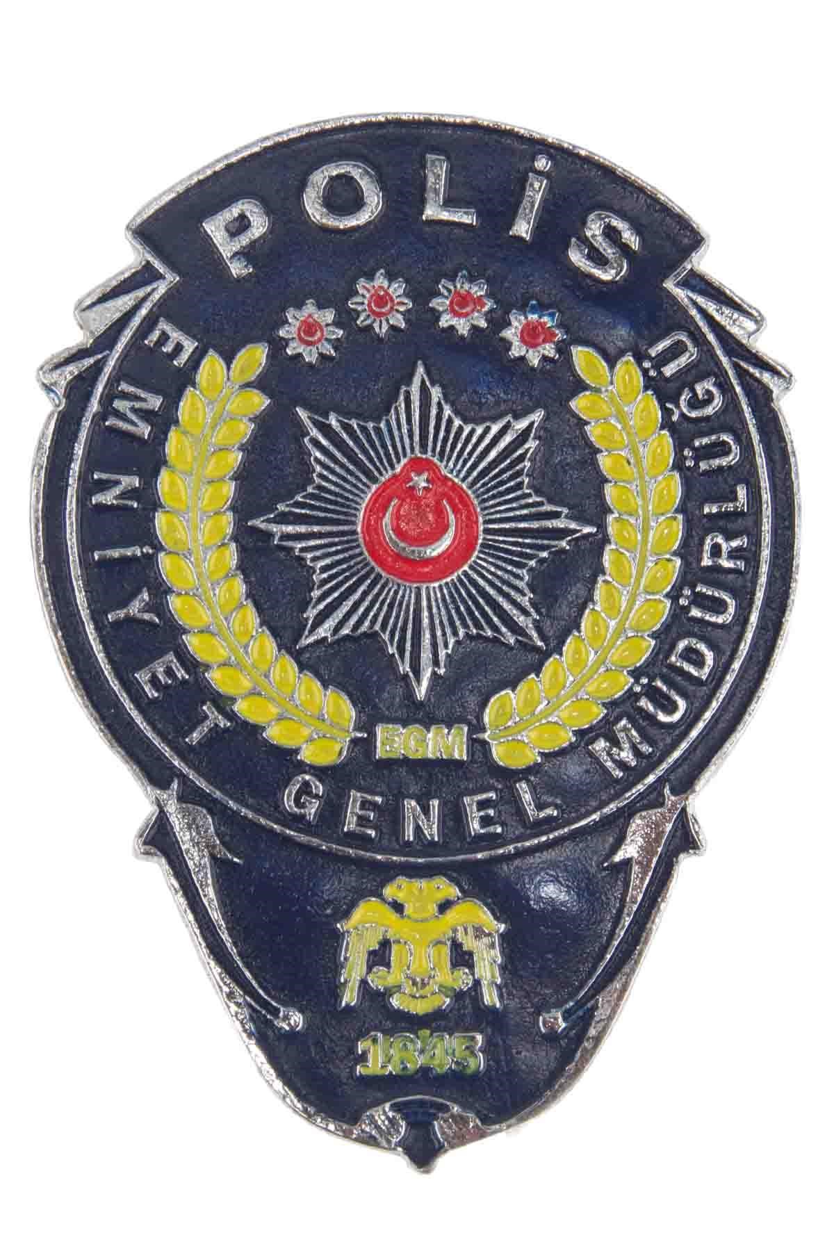 Sarı Lacivert Polis Cüzdan Rozeti - Polis Sepeti
