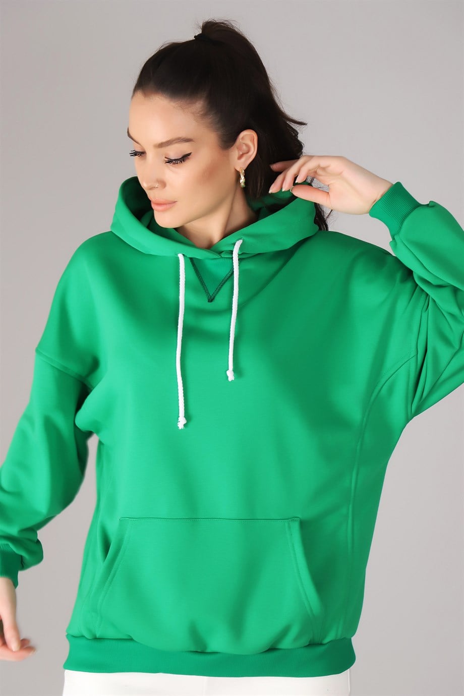 Sweetness Kadın Yeşil Kapüşonlu Sweatshirt
