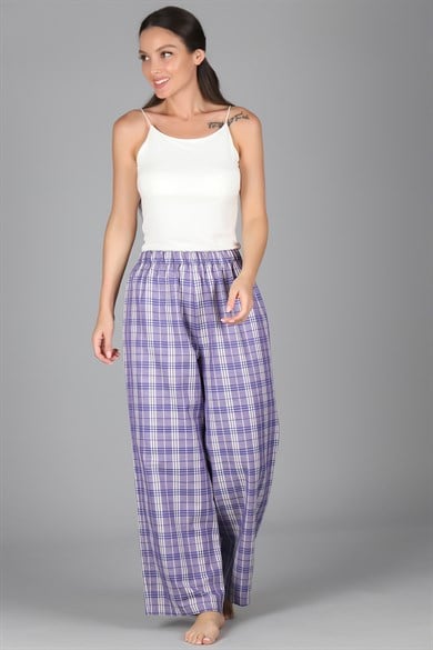 SWEETNESS Kadın Mor Kareli Dokuma Pijama Altı 