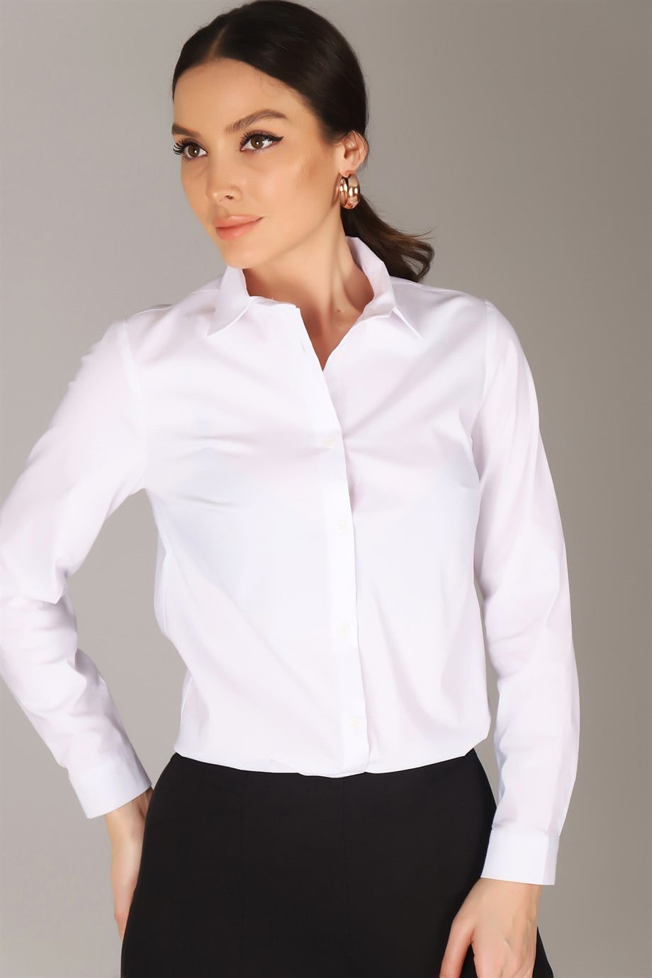 Sweetness Women's White Lycra Long Sleeve Classic Shirt